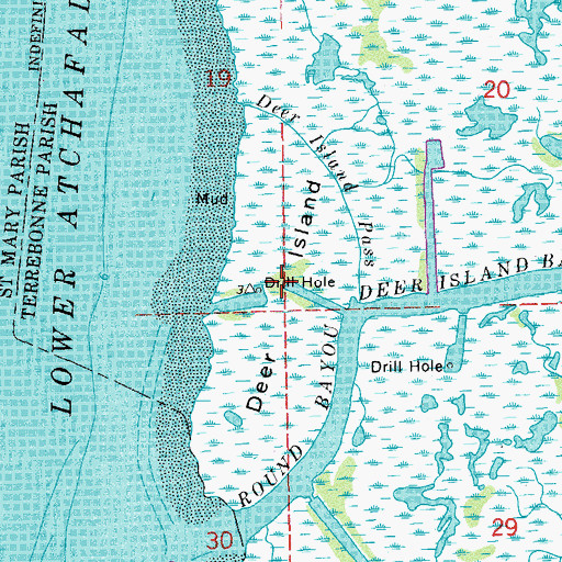 Topographic Map of Deer Island, LA
