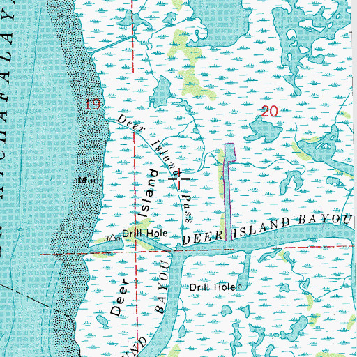 Topographic Map of Deer Island Pass, LA