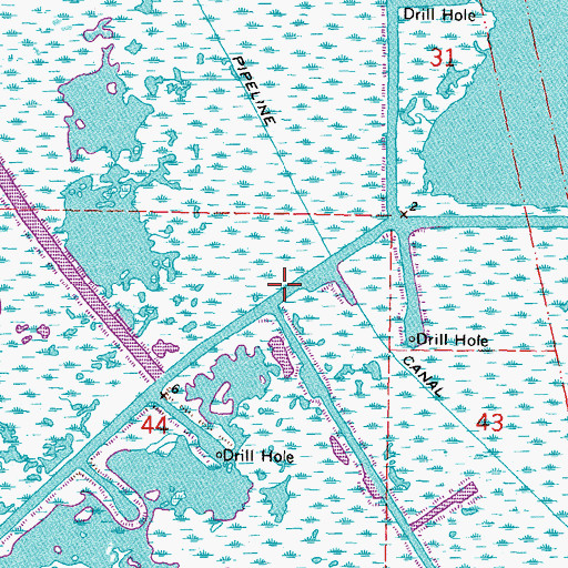 Topographic Map of Delacroix Canal, LA