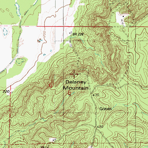 Topographic Map of Delaney Mount, LA