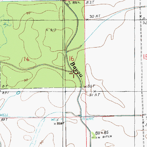 Topographic Map of Delemar Bayou, LA