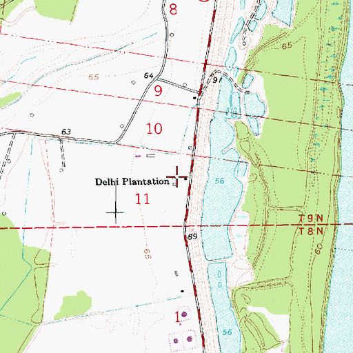 Topographic Map of Delhi Plantation, LA