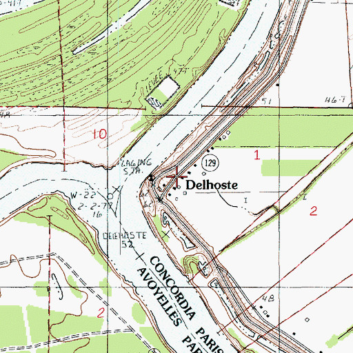 Topographic Map of Delhoste, LA