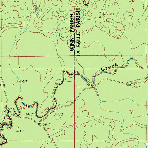Topographic Map of Delphit Branch, LA