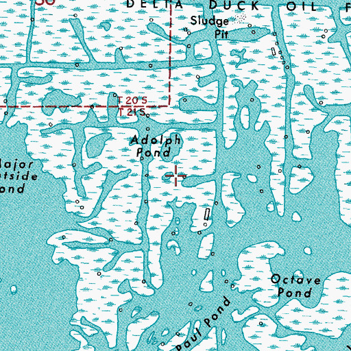 Topographic Map of Delta National Wildlife Refuge, LA