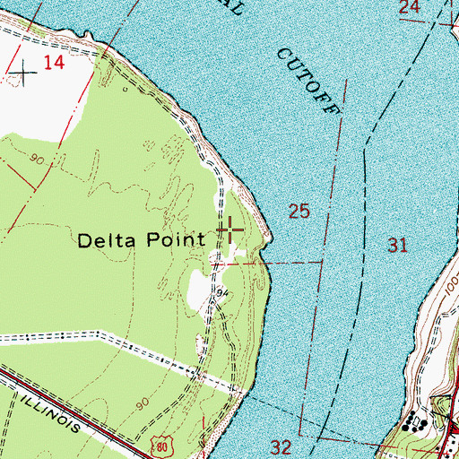 Topographic Map of Delta Point, LA