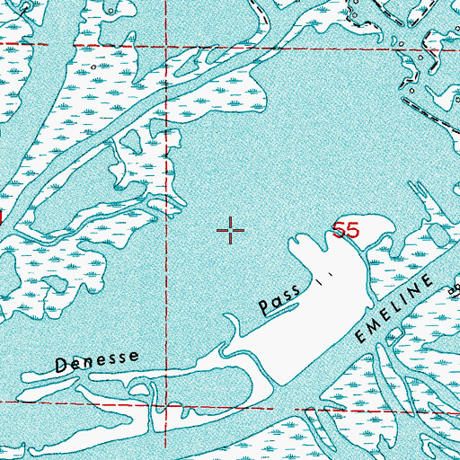 Topographic Map of Denesse Pass, LA