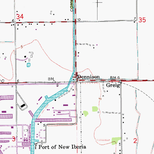 Topographic Map of Dennison, LA