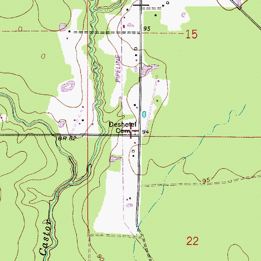 Topographic Map of Deshotel Cemetery, LA