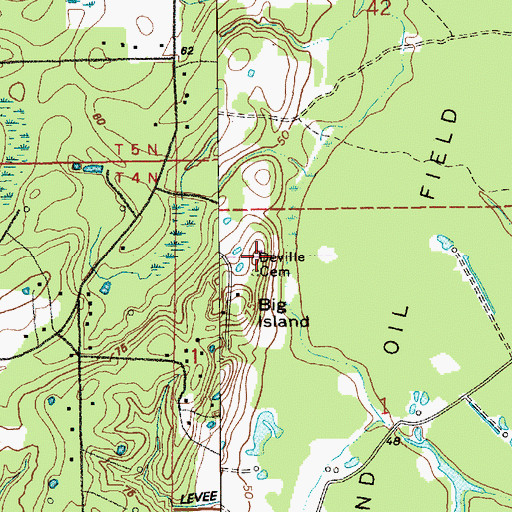 Topographic Map of Deville Cemetery, LA