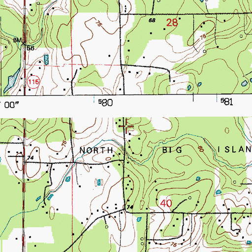 Topographic Map of Deville Church, LA