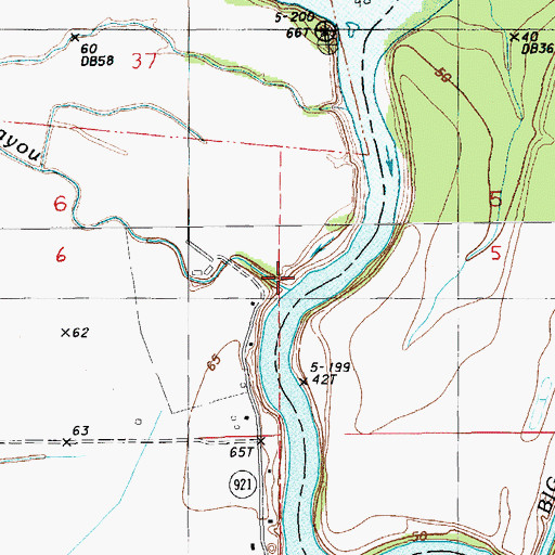 Topographic Map of Devils Bayou, LA