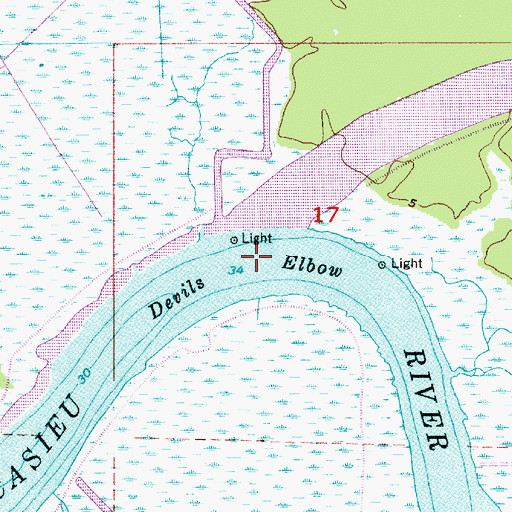 Topographic Map of Devils Elbow, LA