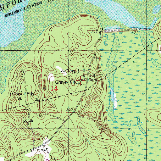 Topographic Map of Dill Cemetery, LA