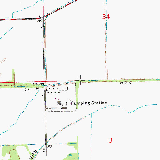 Topographic Map of Ditch Number Nine, LA
