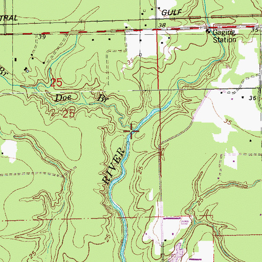 Topographic Map of Doe Branch, LA