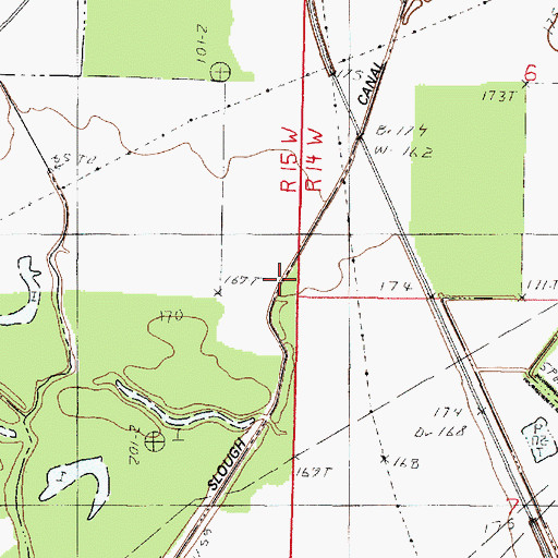 Topographic Map of Doe Slough Canal, LA