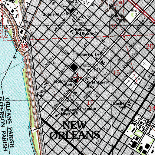 Topographic Map of Dolorosa School, LA