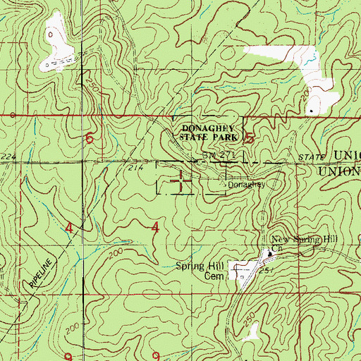 Topographic Map of Donaghey State Park, LA
