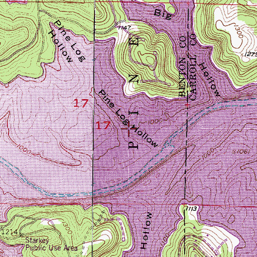 Topographic Map of Pine Log Hollow, AR