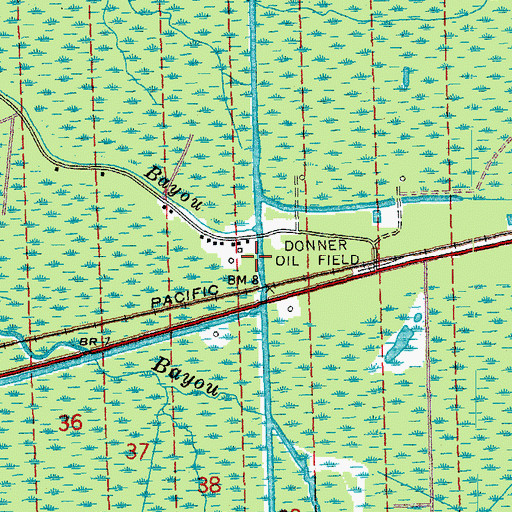 Topographic Map of Donner Oil Field, LA
