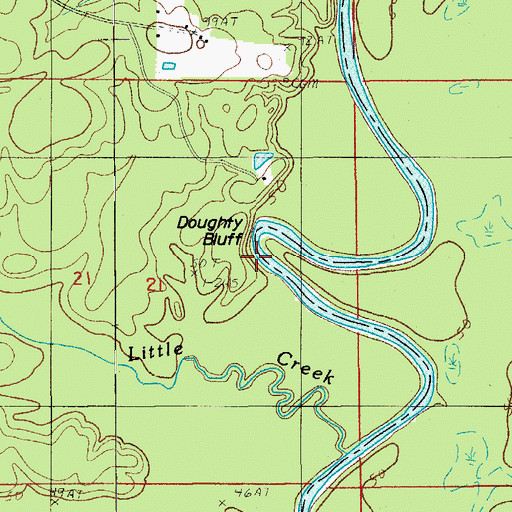 Topographic Map of Doughty Bluff, LA