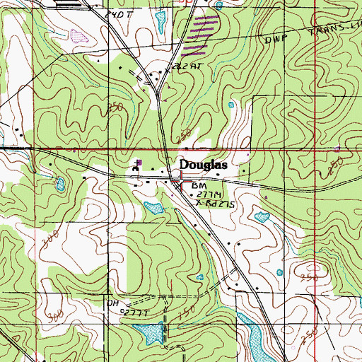 Topographic Map of Douglas, LA