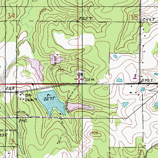 Topographic Map of Douglas Cemetery, LA