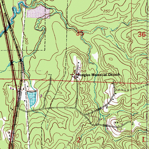 Topographic Map of Douglas Memorial Church, LA