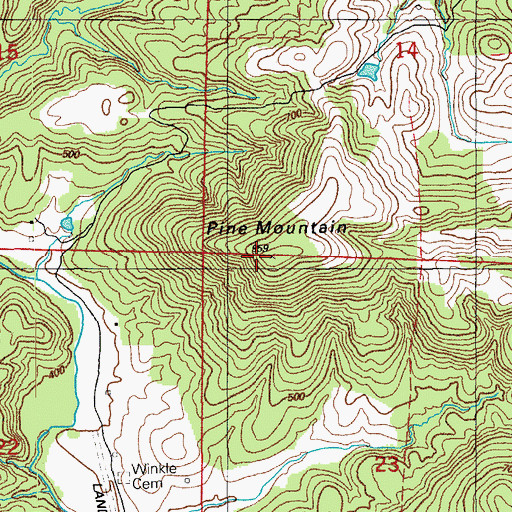 Topographic Map of Pine Mountain, AR