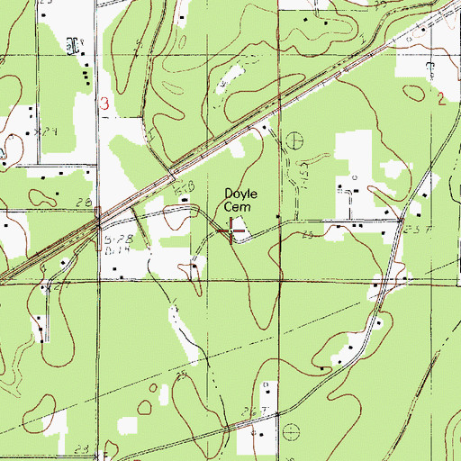 Topographic Map of Doyle Cemetery, LA
