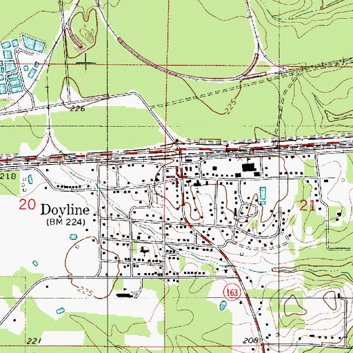 Topographic Map of Doyline, LA