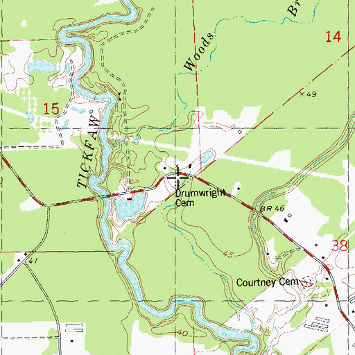 Topographic Map of Drumwright Cemetery, LA