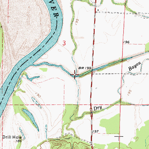 Topographic Map of Dry Bayou, LA