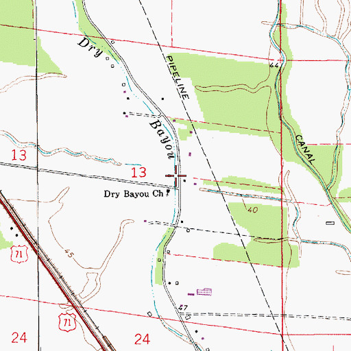Topographic Map of Dry Bayou Church, LA