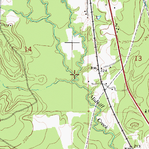 Topographic Map of Dry Creek, LA