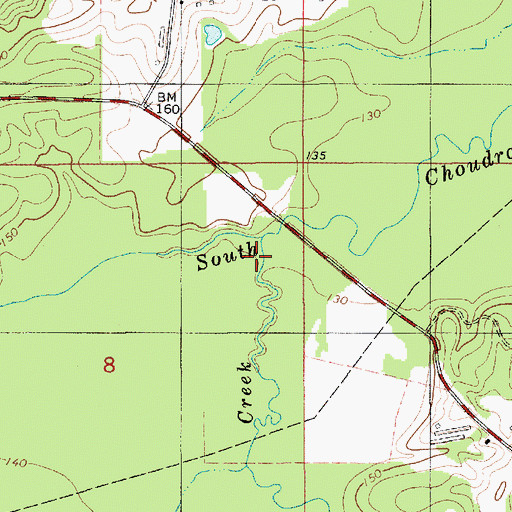Topographic Map of Dry Creek, LA