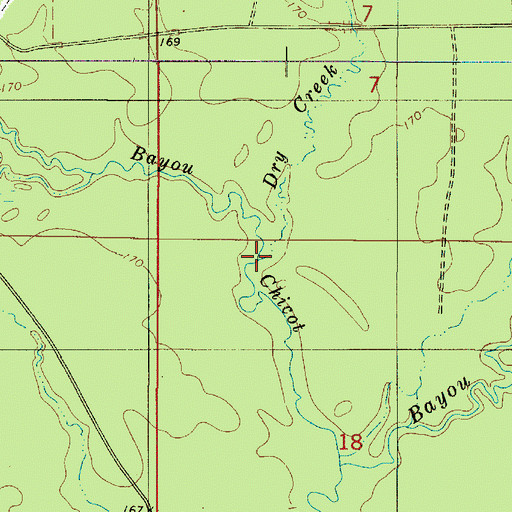 Topographic Map of Dry Creek, LA
