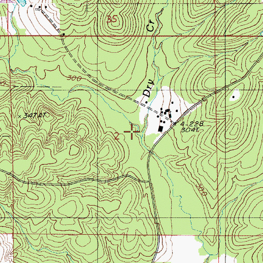 Topographic Map of Dry Creek, LA