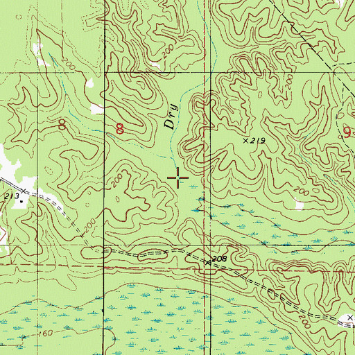 Topographic Map of Dry Cypress Bayou, LA
