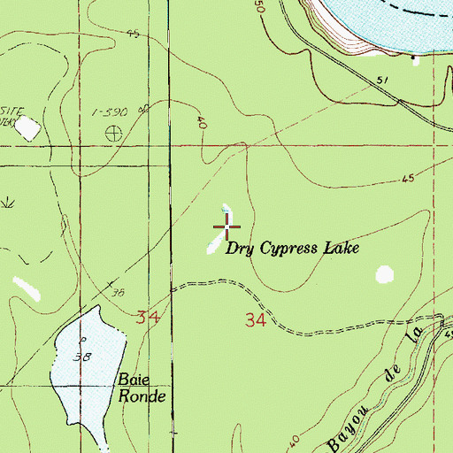 Topographic Map of Dry Cypress Lake, LA