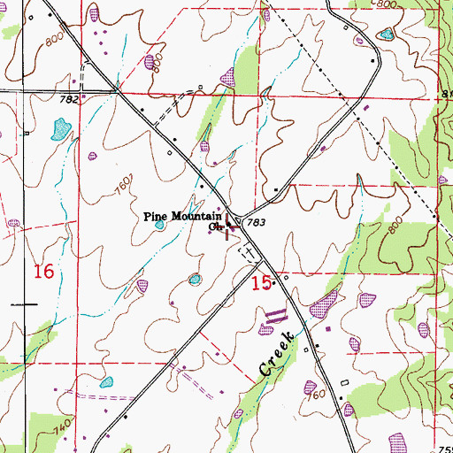 Topographic Map of Pine Mountain Church, AR