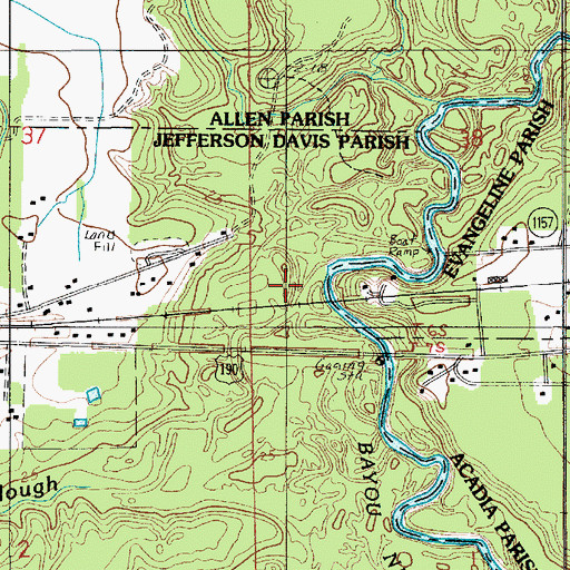 Topographic Map of Dry Slough, LA