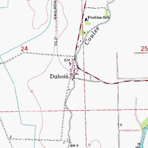 Topographic Map of Duboin, LA