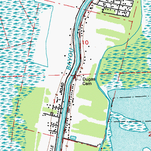 Topographic Map of Dugas Cemetery, LA