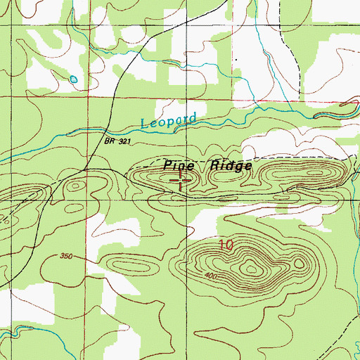 Topographic Map of Pine Ridge, AR