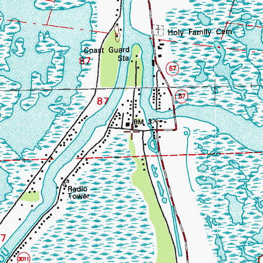 Topographic Map of Dulac School, LA