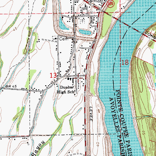 Topographic Map of Dunbar High School, LA