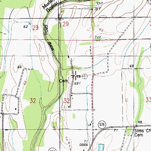 Topographic Map of Duncan Cemetery, LA