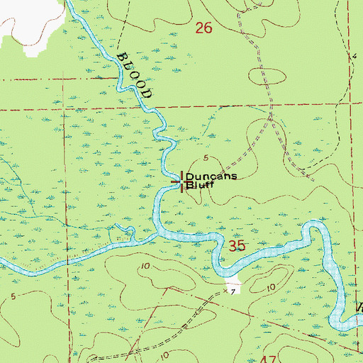 Topographic Map of Duncans Bluff, LA